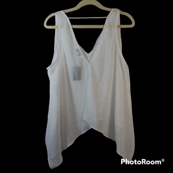 Gazelle White Embroidered Asymmetrical Tank Top Sheer Size M - Picture 4 of 11